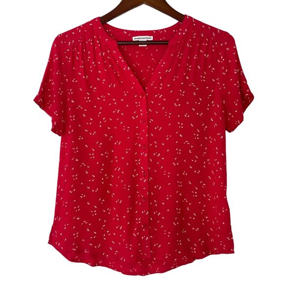 Button Down V Neck Blouse - Picture 1 of 8